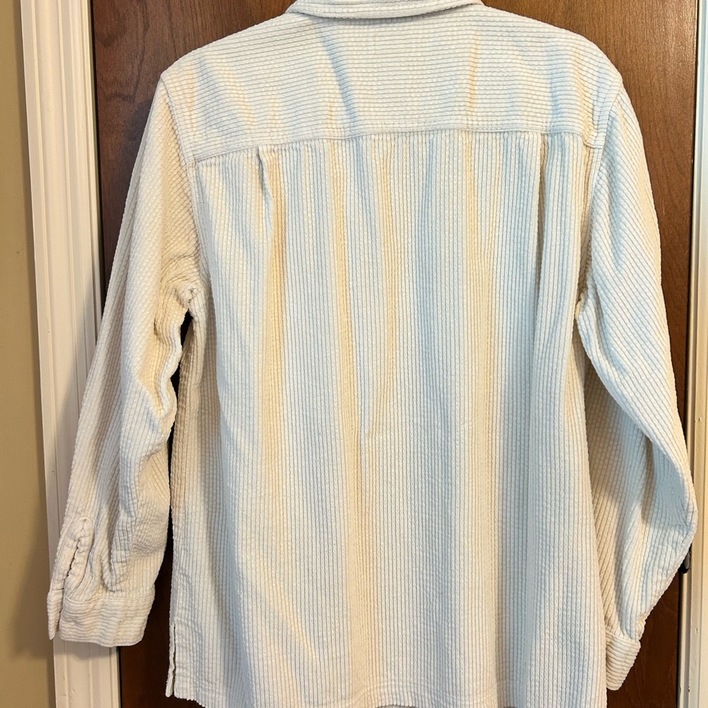 L.L. Bean Women’s Cream Corduroy Shirt - Picture 2 of 5